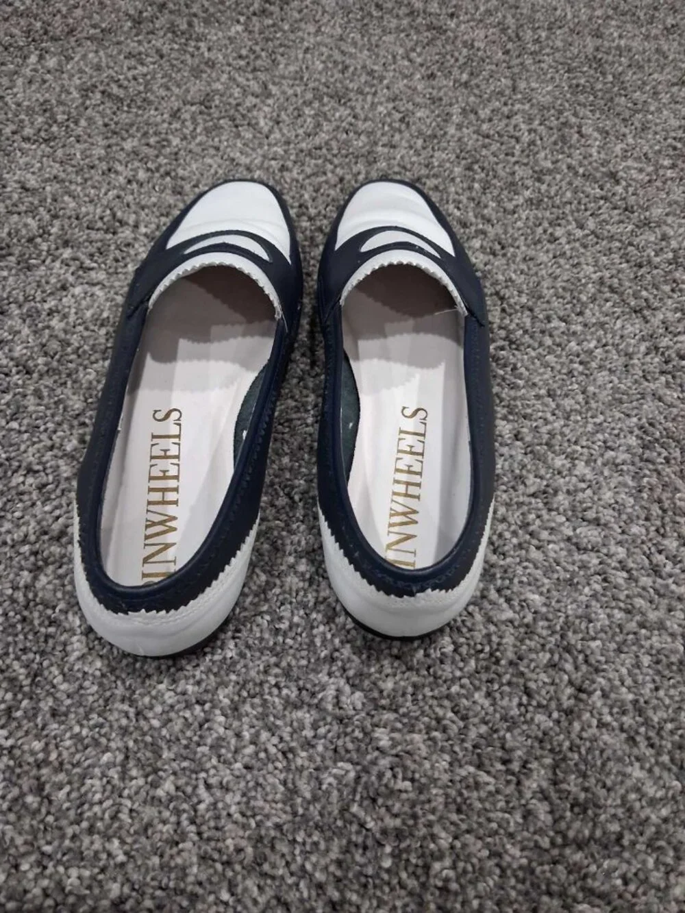 Pinwheel Two-Tone Penny Loafers – Navy & White – Size 9 (NWOT)
